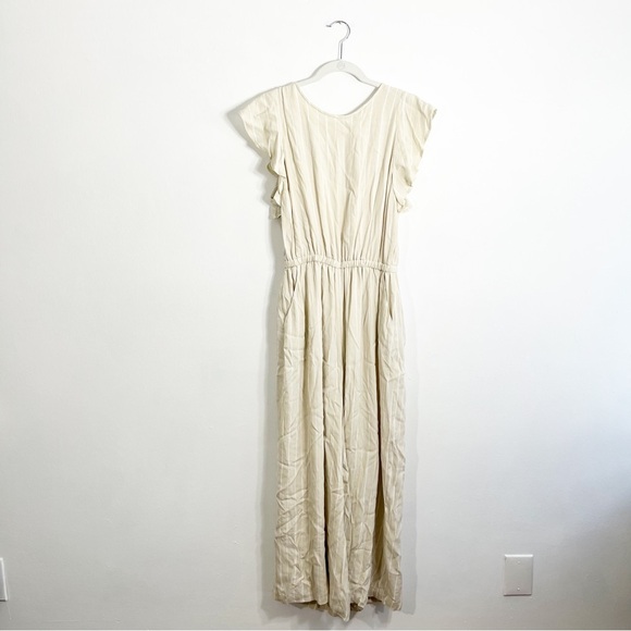 Aritzia Wilfred Fleurette Jumpsuit Cream Tan White Stripe Medium - Picture 4 of 8